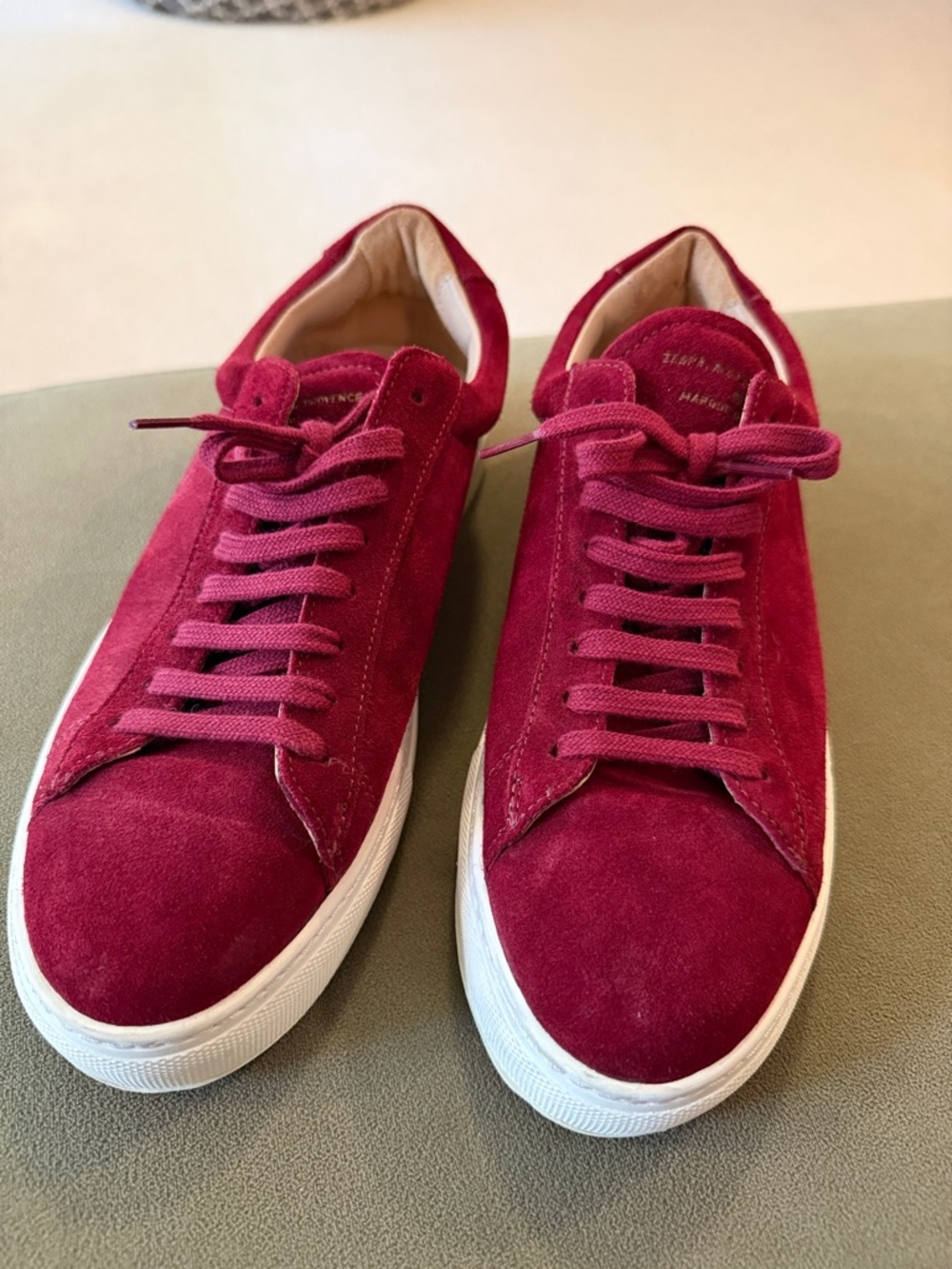 Burgundy Suede Women's Sneakers - Classic Low-Top